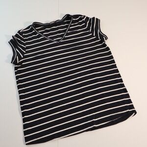Gef T Shirt Top Womens Multi Striped Cotton V Neck XS